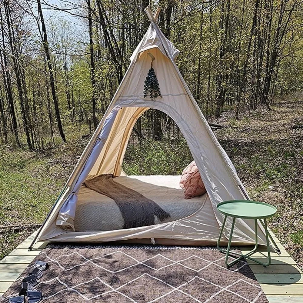 Three-Season Cotton Canvas Camping Pyramid Tent for 2 to 3 Persons